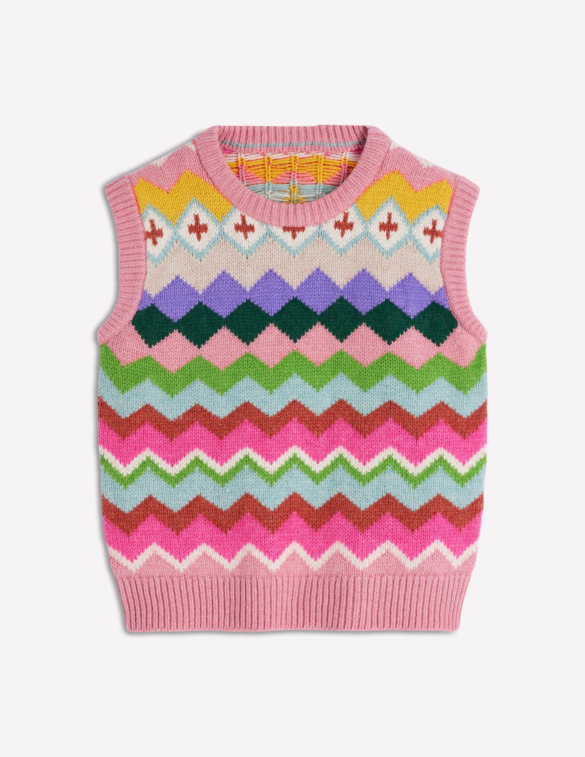 Eleanor Fair Isle Vest-Pink Heritage Fair Isle-8
