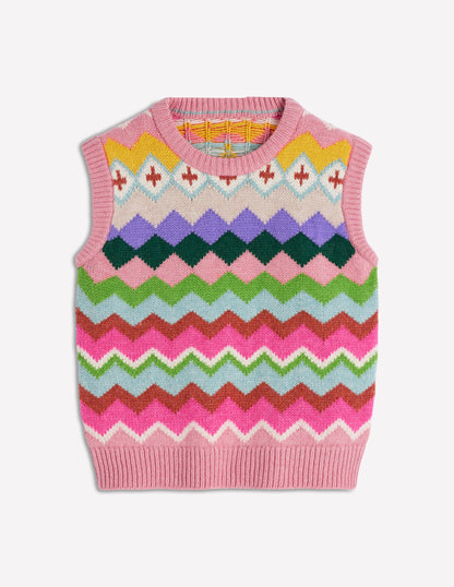 Eleanor Fair Isle Vest-Pink Heritage Fair Isle-8