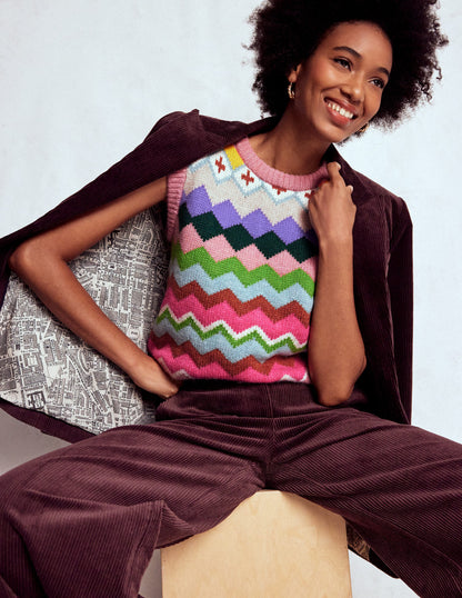 Eleanor Fair Isle Vest-Pink Heritage Fair Isle-1