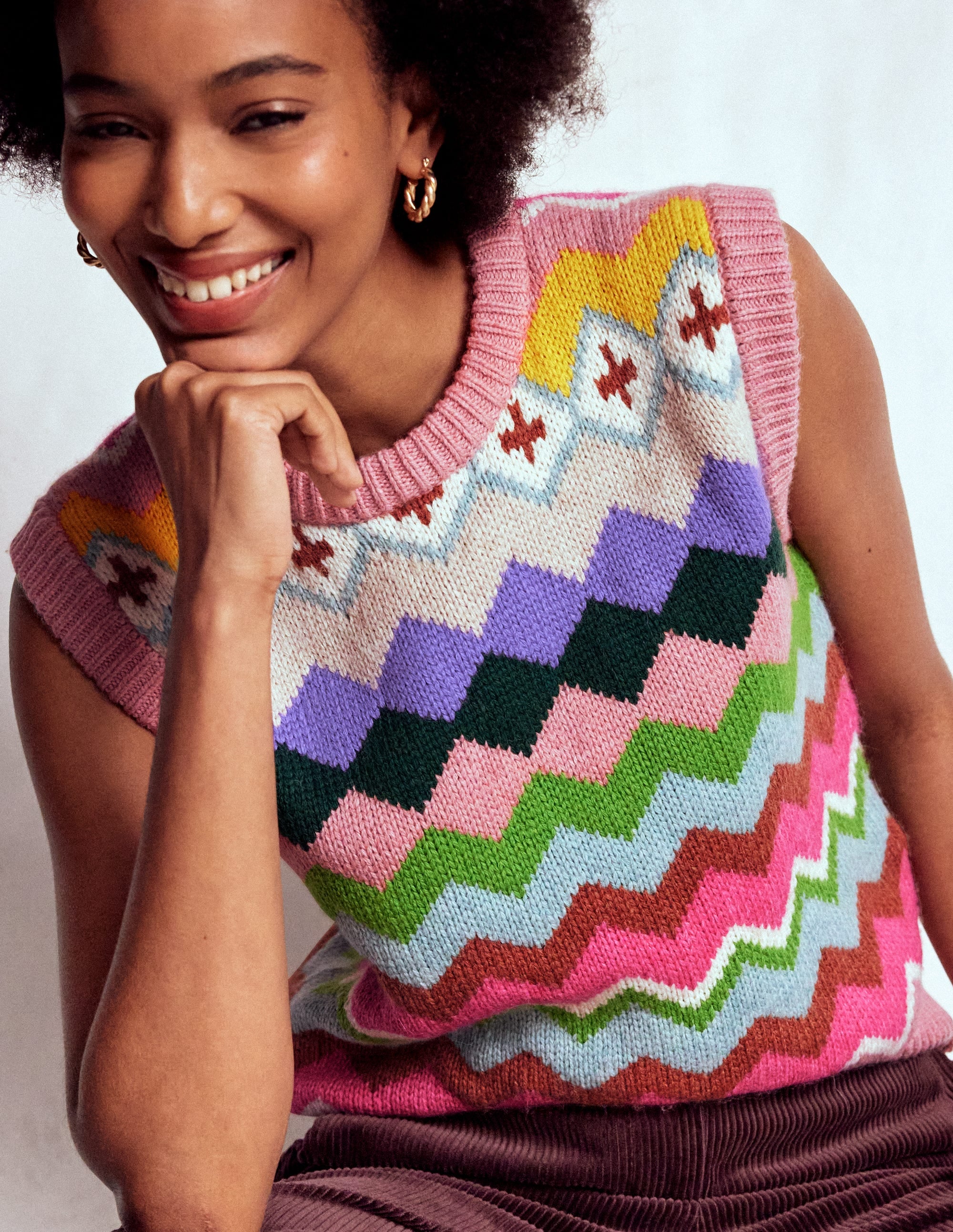 Eleanor Fair Isle Vest-Pink Heritage Fair Isle - Image 2