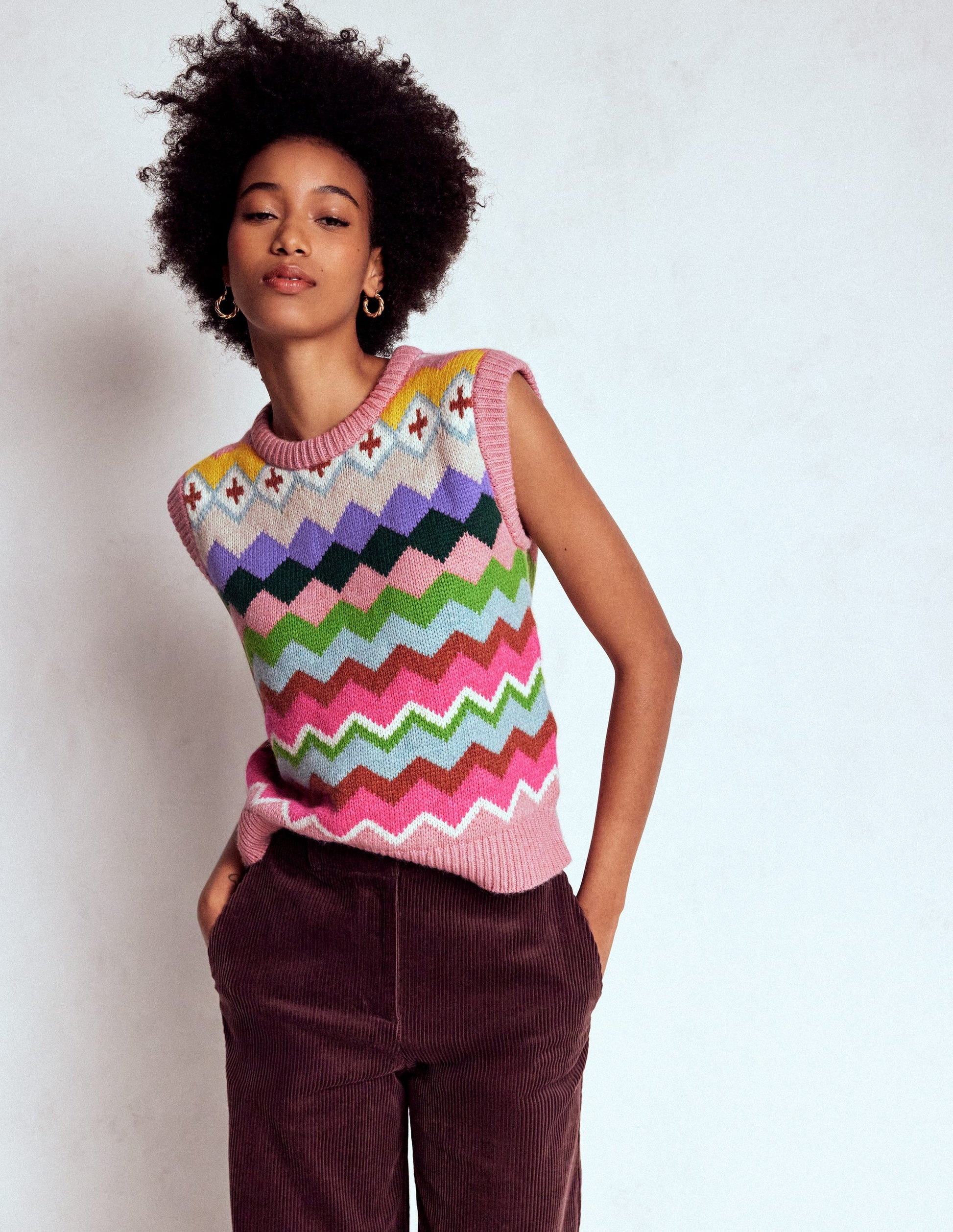 Eleanor Fair Isle Vest-Pink Heritage Fair Isle-4