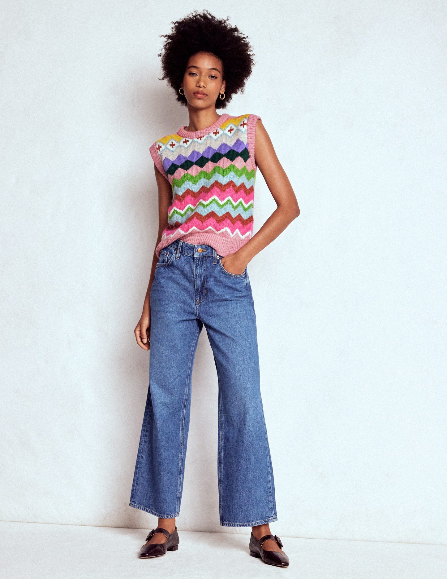 Eleanor Fair Isle Vest-Pink Heritage Fair Isle