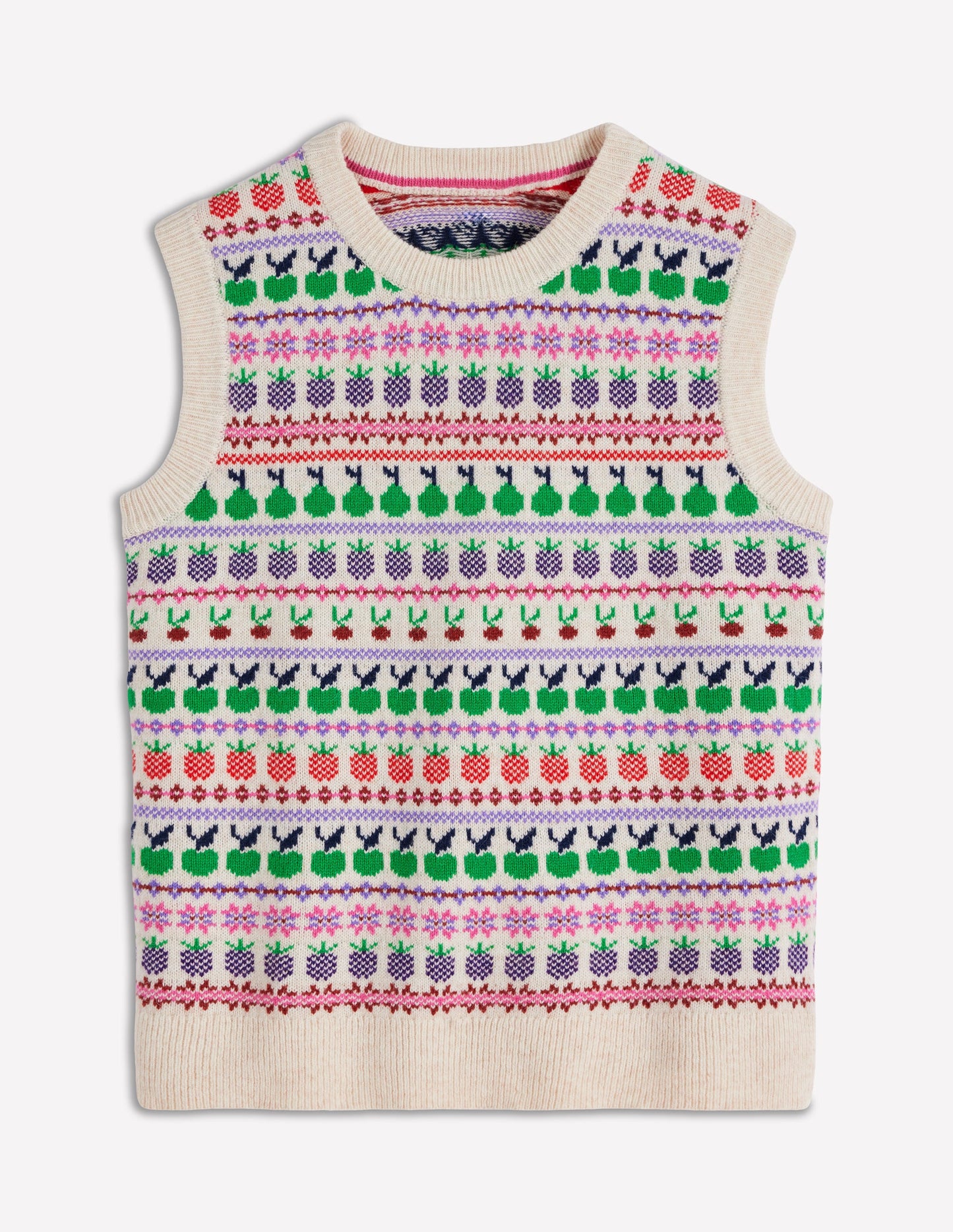 Edie Fair Isle Vest-Ecru Marl, Fruit