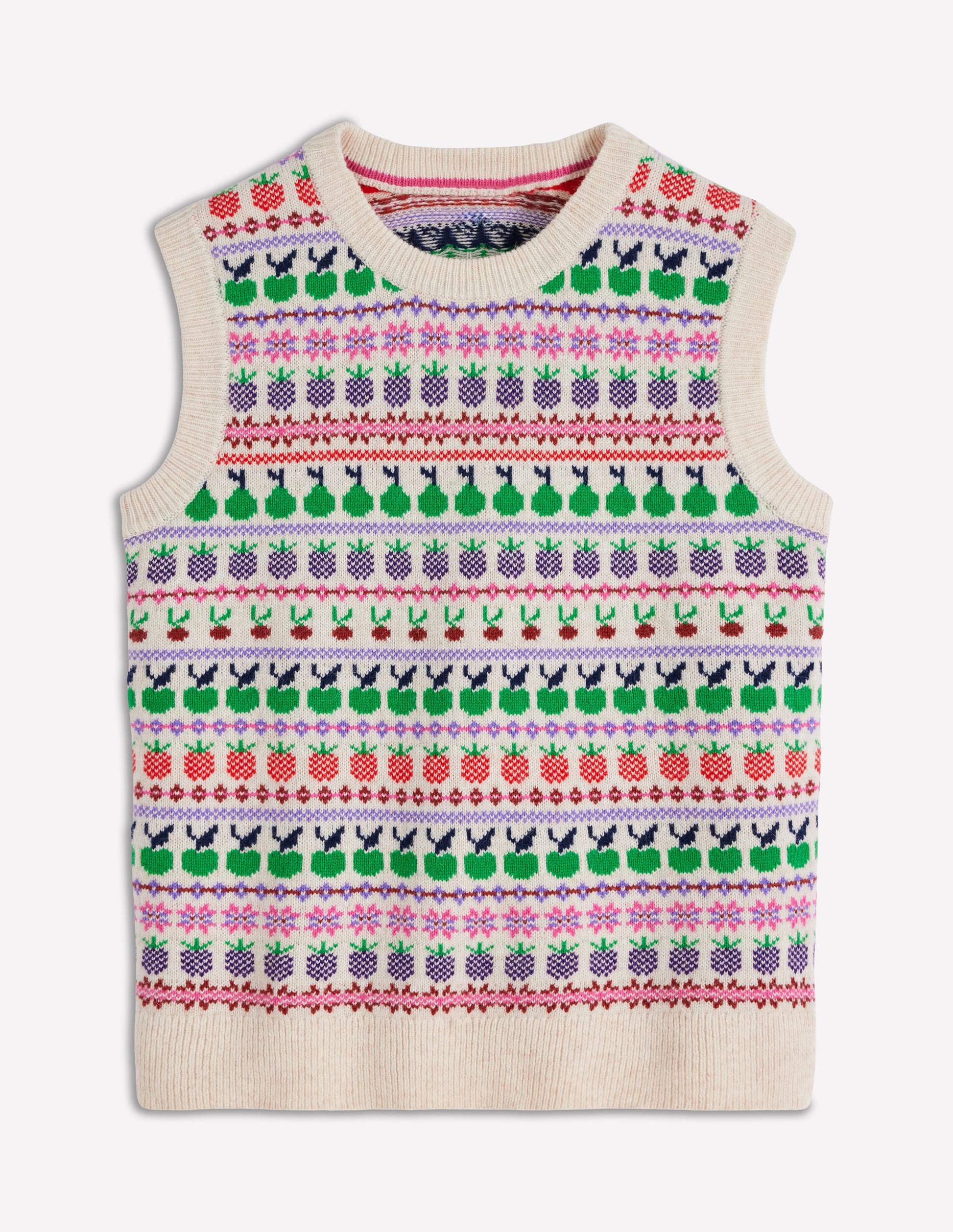 Edie Fair Isle Vest-Ecru Marl, Fruit-6