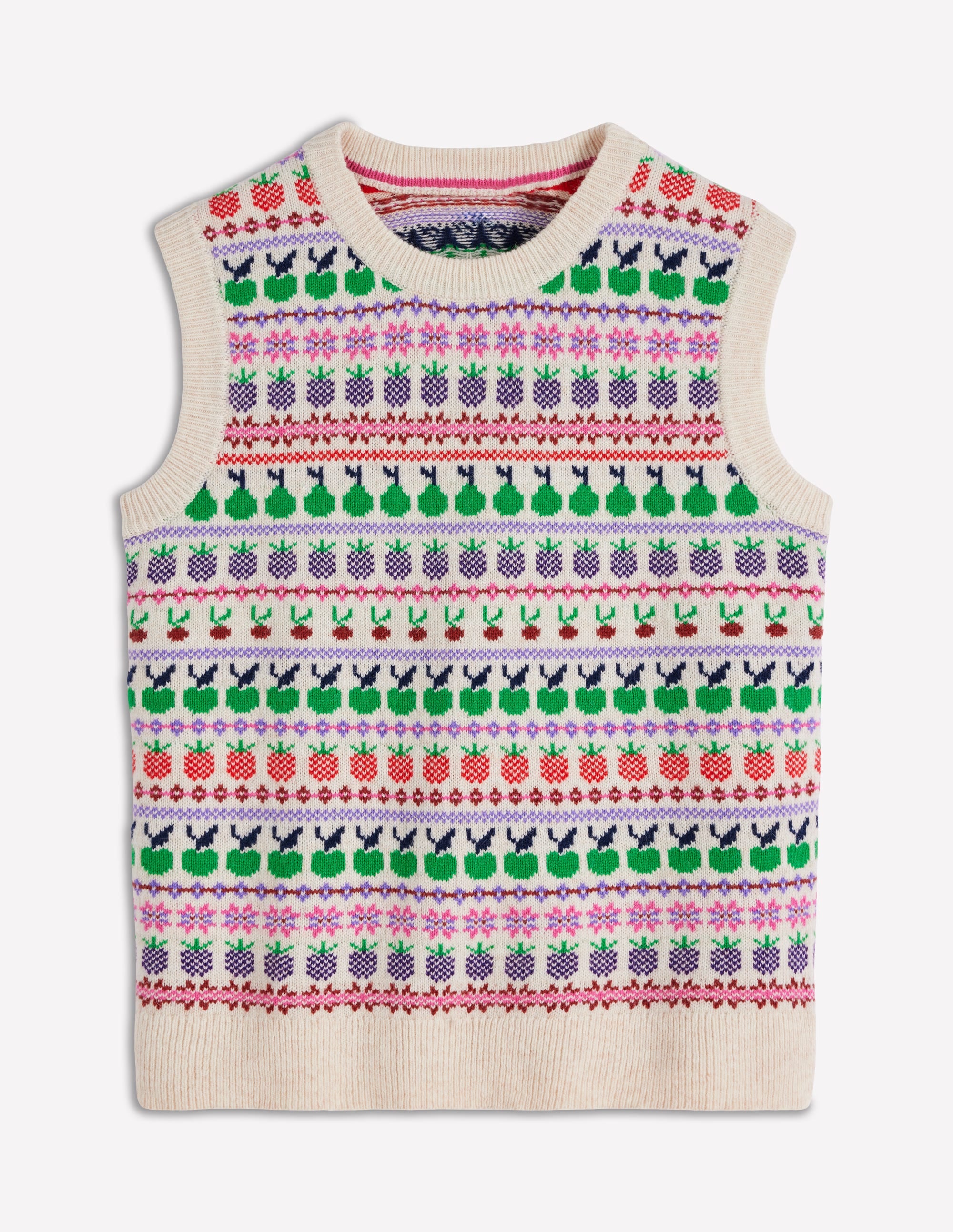 Edie Fair Isle Vest-Ecru Marl, Fruit - Image 6