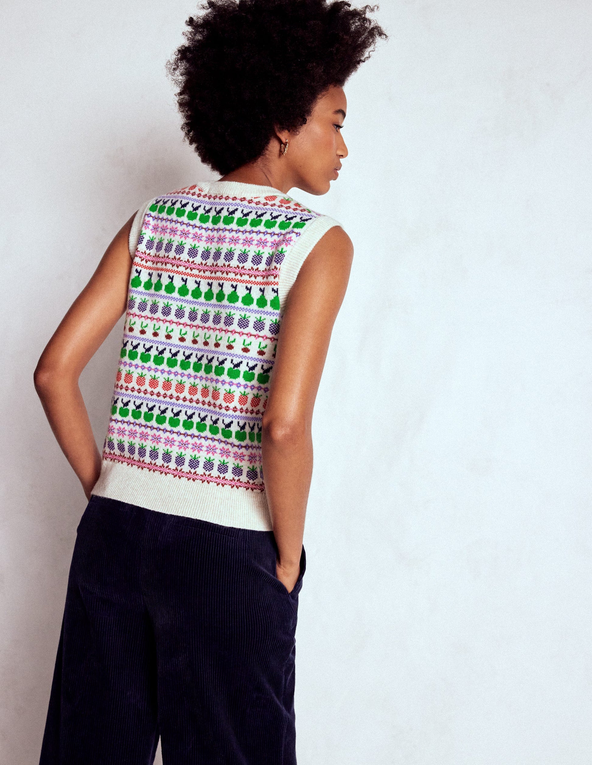 Edie Fair Isle Vest-Ecru Marl, Fruit-3