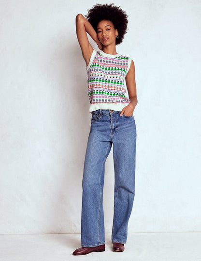 Edie Fair Isle Vest-Ecru Marl, Fruit-5