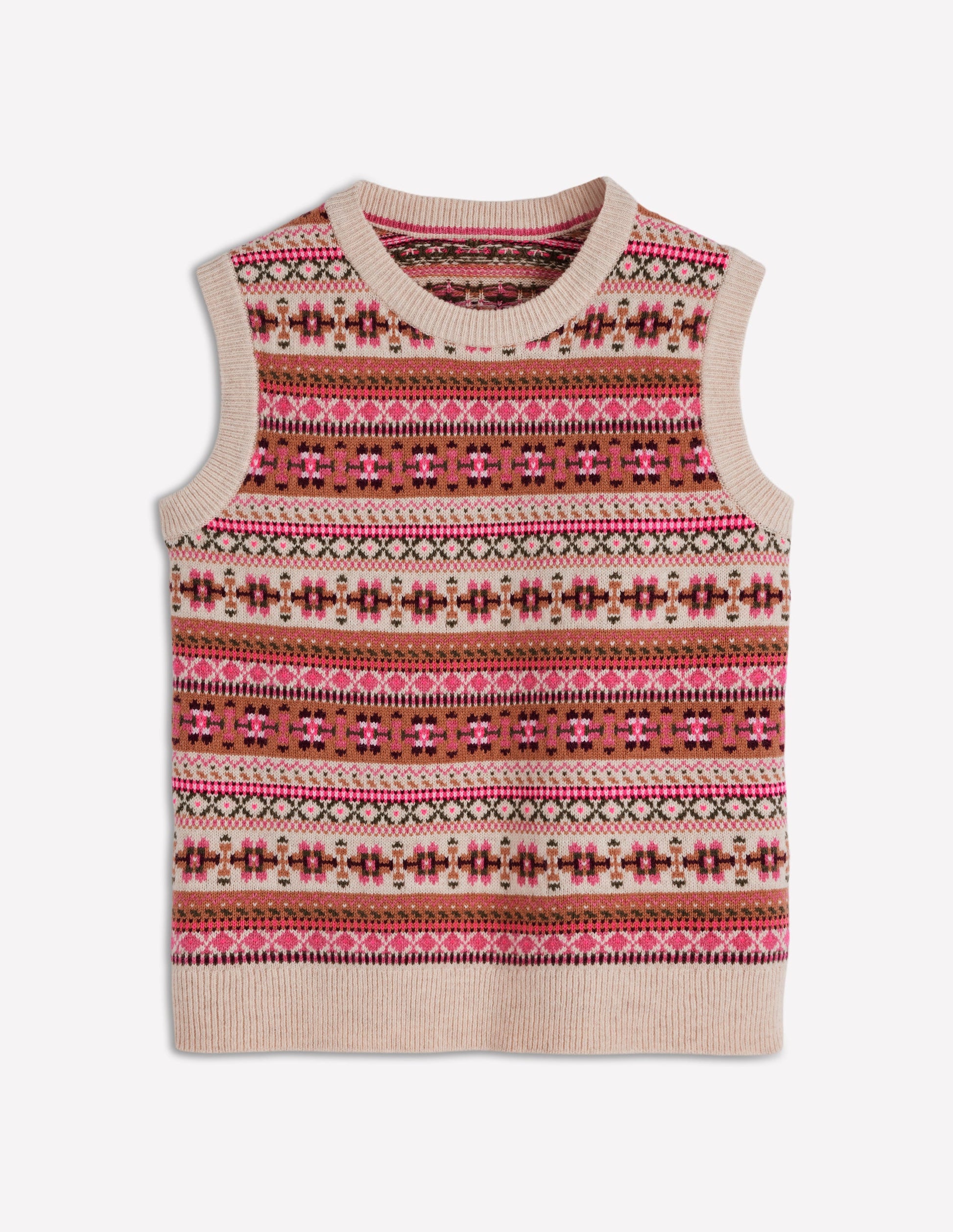 Edie Fair Isle Vest-Pink Heritage Fair Isle-6