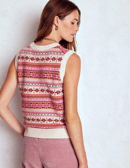 Edie Fair Isle Vest-Pink Heritage Fair Isle-3