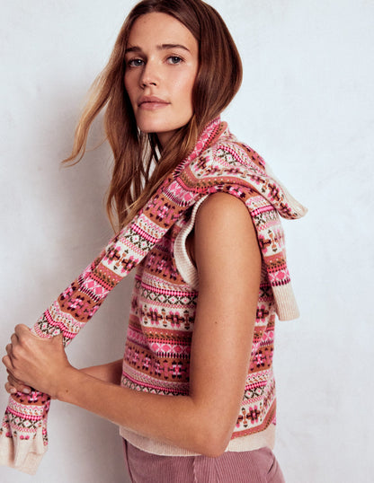 Edie Fair Isle Vest-Pink Heritage Fair Isle-5