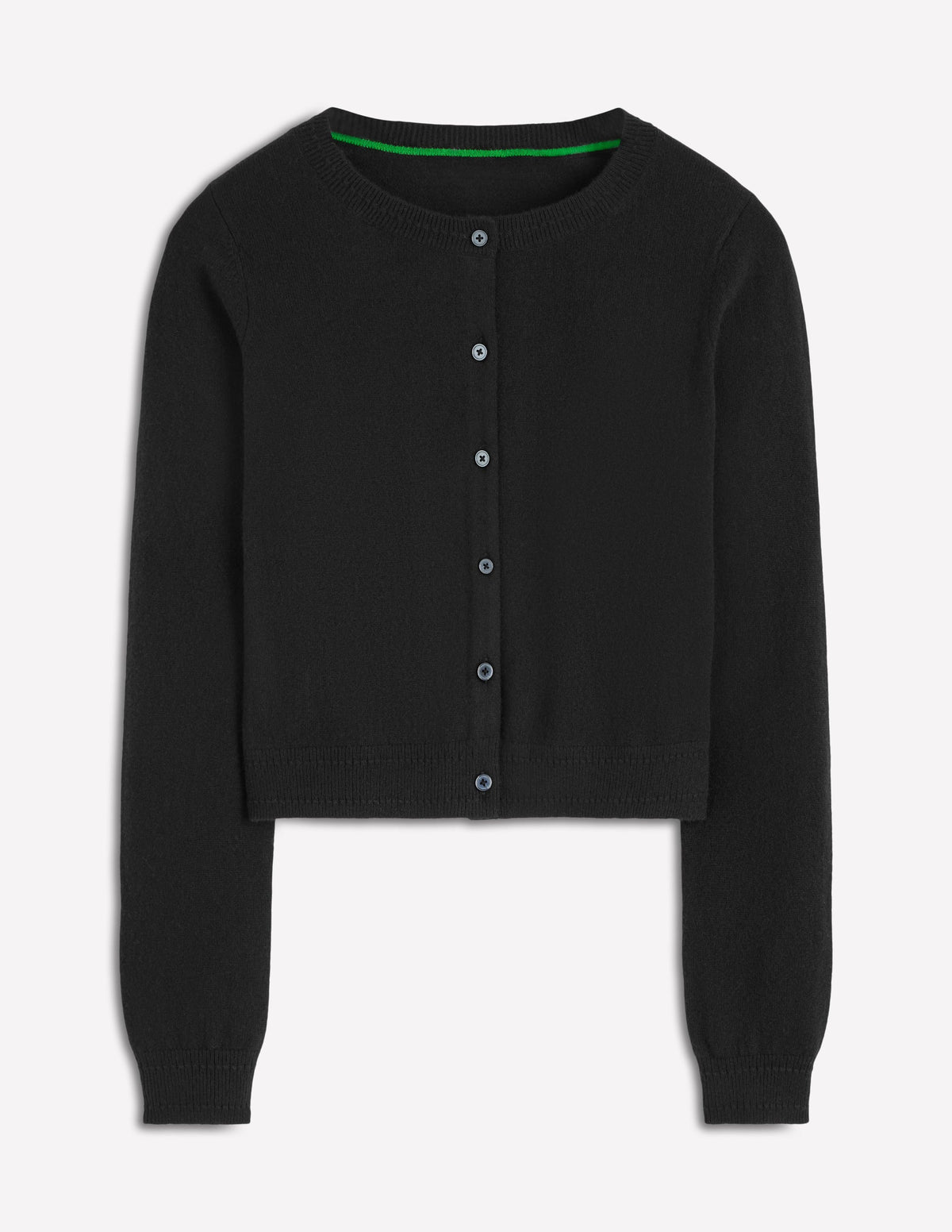 Eva Cashmere Cropped Cardigan-Black - Image 5