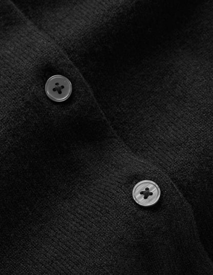 Eva Cashmere Cropped Cardigan-Black-6