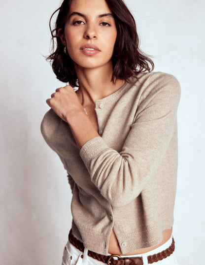 Eva Cashmere Cropped Cardigan-Chinchilla Melange-2