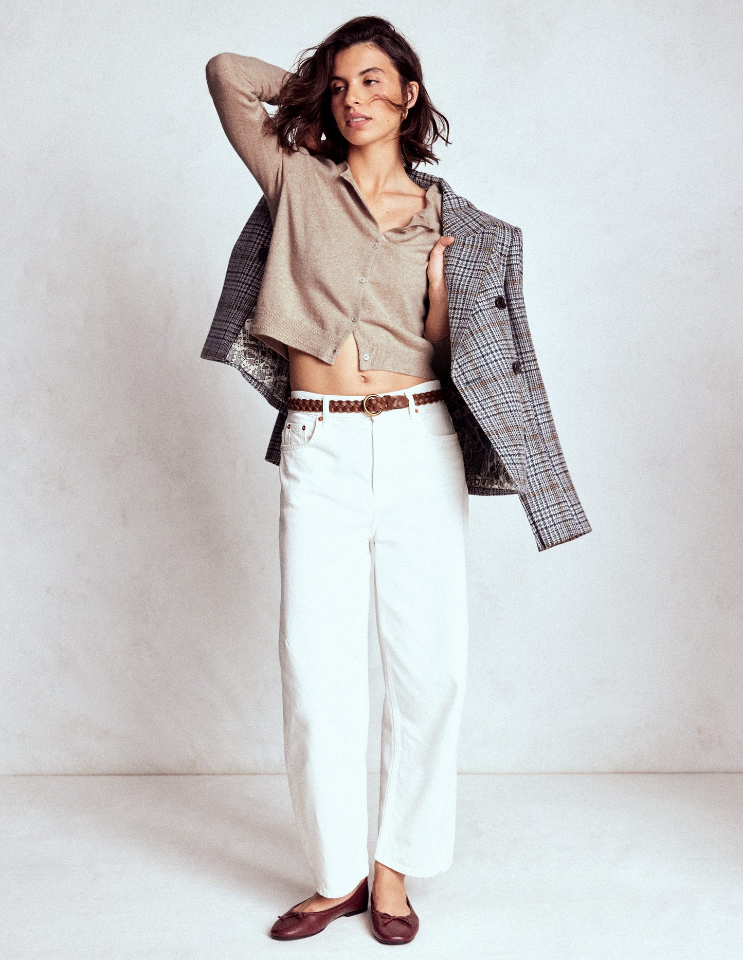 Eva Cashmere Cropped Cardigan-Chinchilla Melange