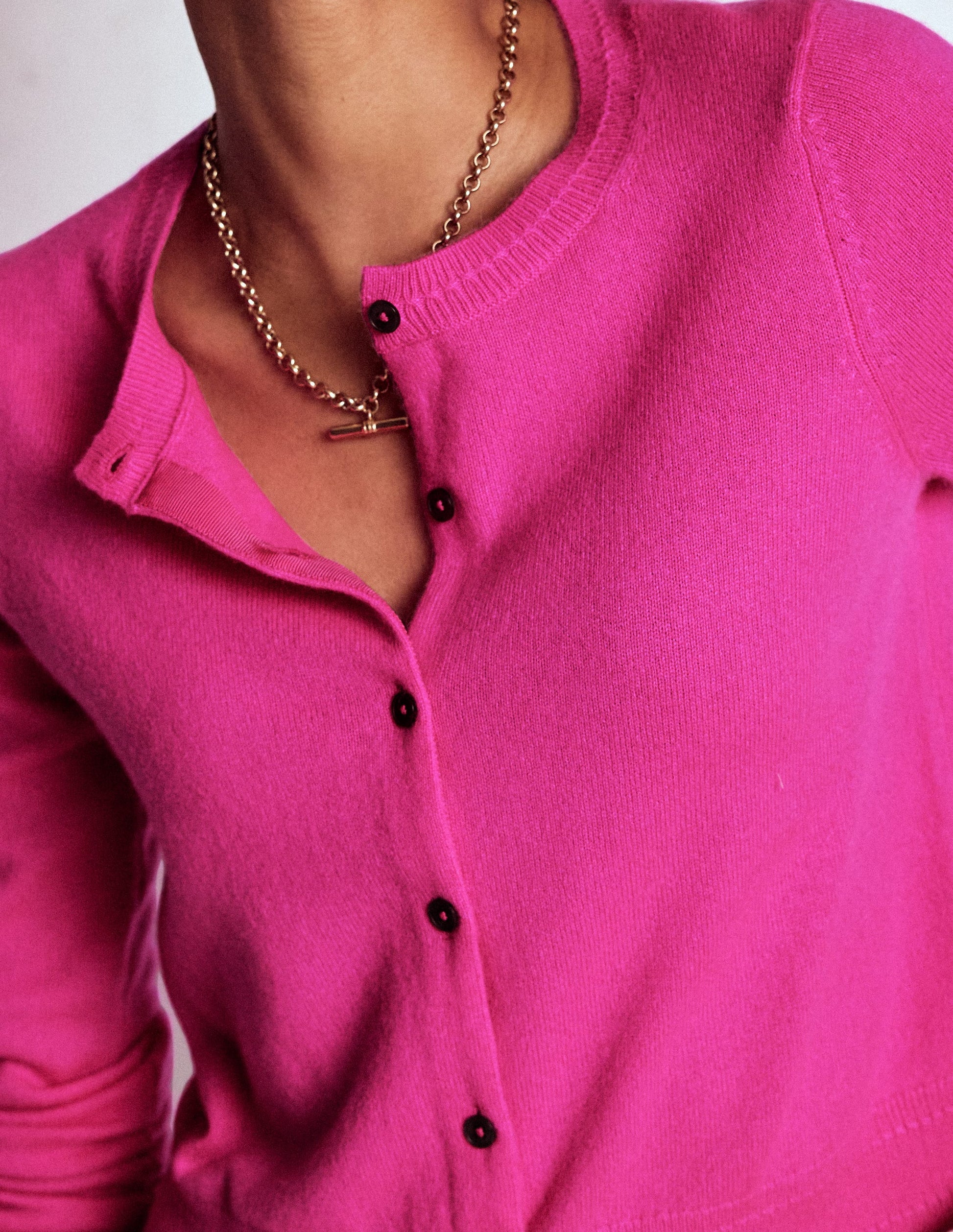 Eva Cashmere Cropped Cardigan-Pop Pansy-2