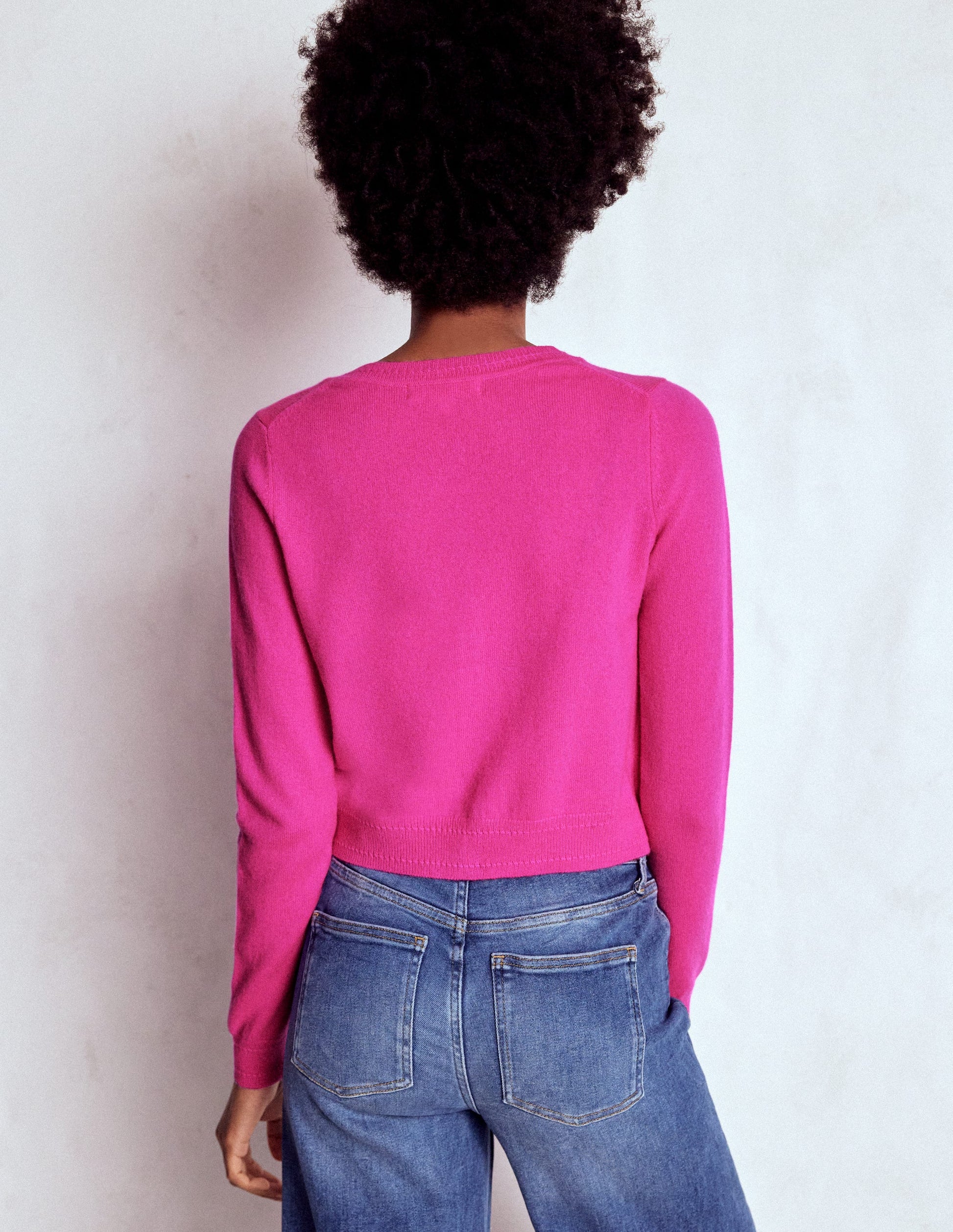 Eva Cashmere Cropped Cardigan-Pop Pansy-3