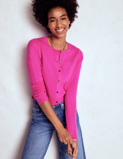 Eva Cashmere Cropped Cardigan-Pop Pansy-4