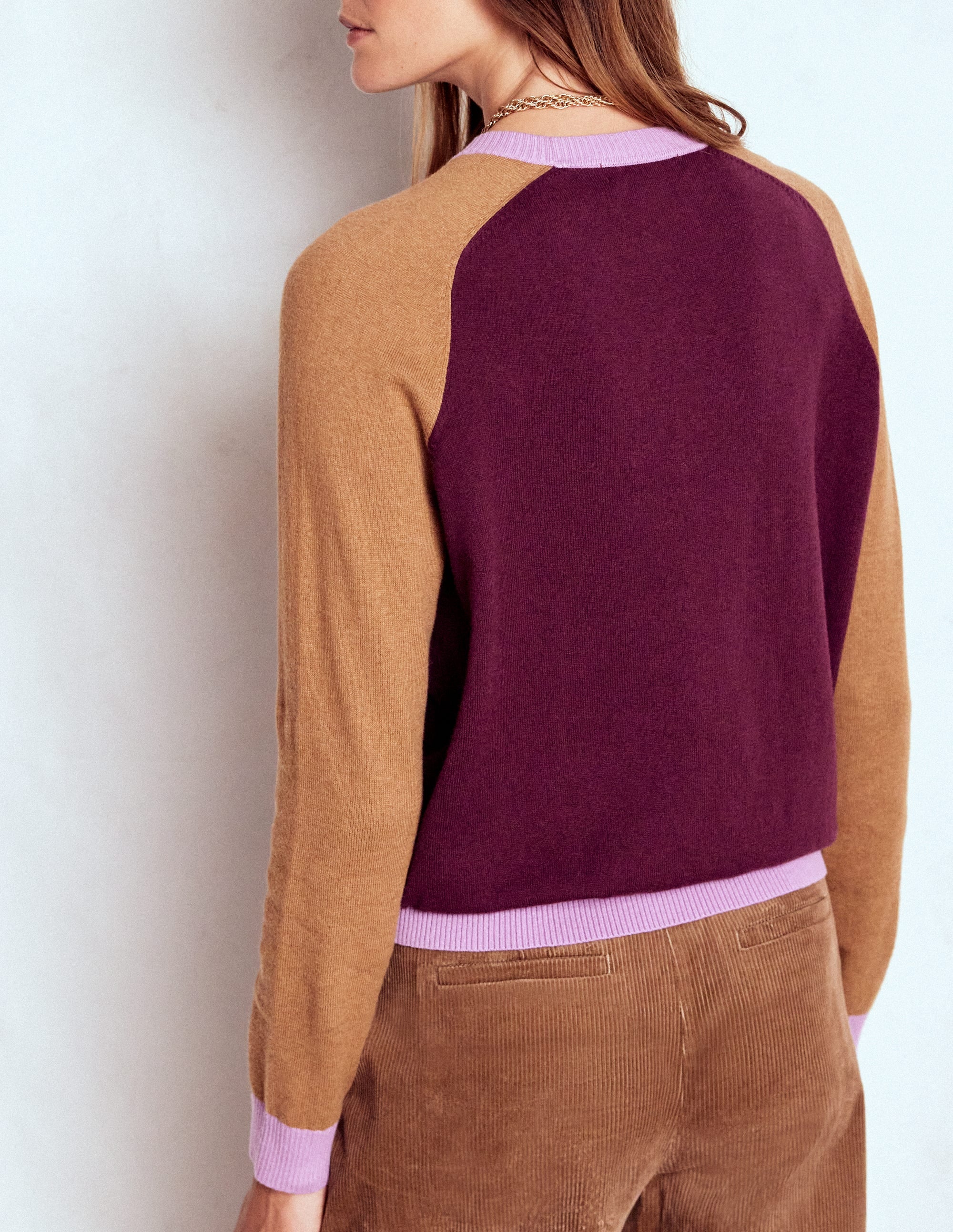 Meg Raglan Sleeve Sweater-Plum Jam,  Colour Block - Image 3
