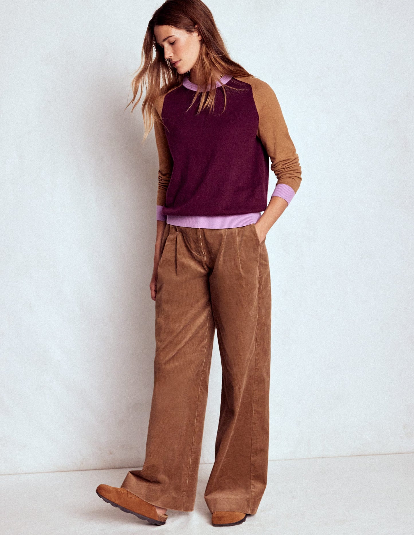 Meg Saddle Sleeve Sweater-Plum Jam,  Colour Block