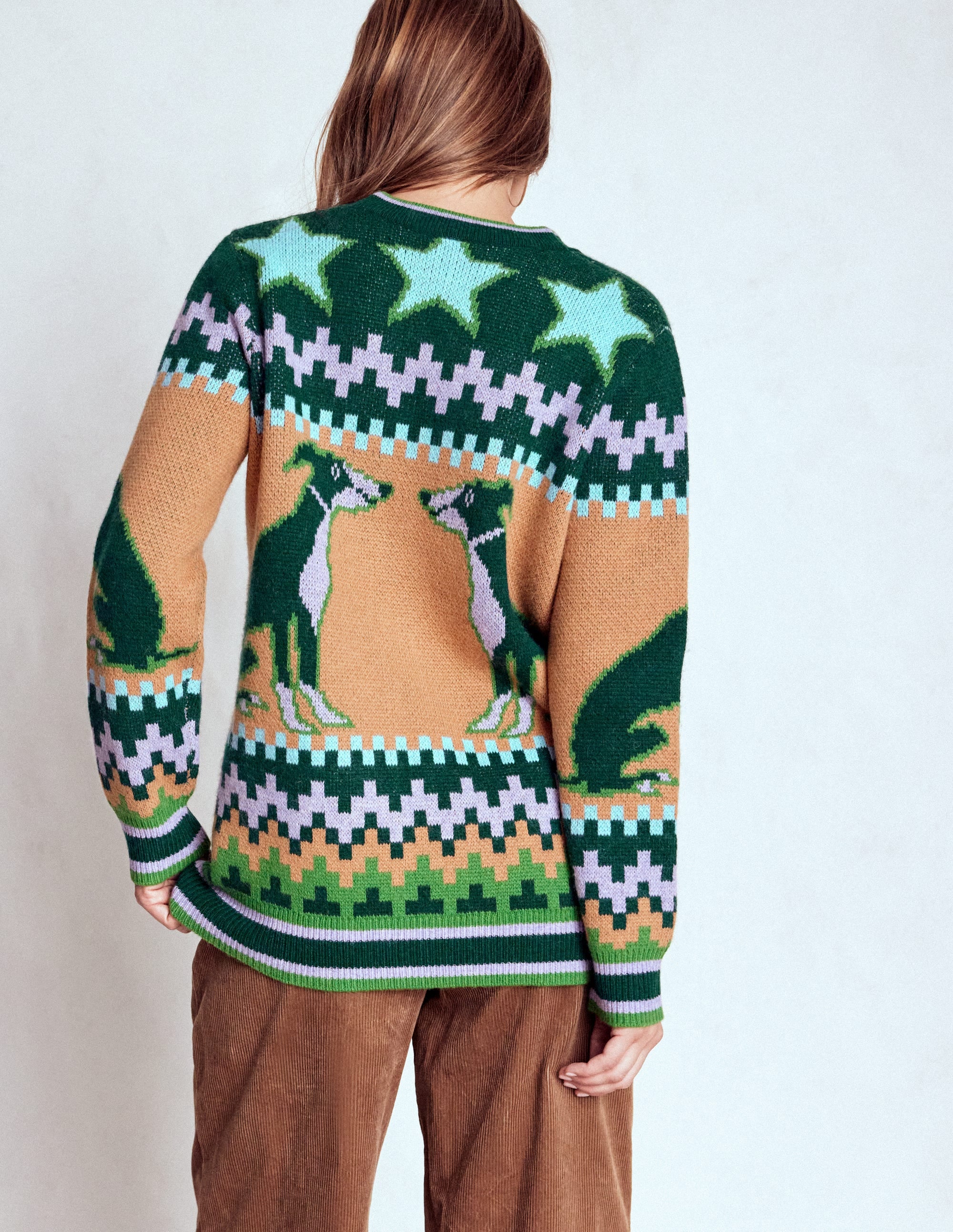 Quinn Boyfriend Cardigan-Emerald Night Whippet - Image 4