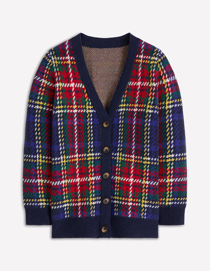 Quinn Boyfriend Cardigan-Navy, Green and Red Check-6