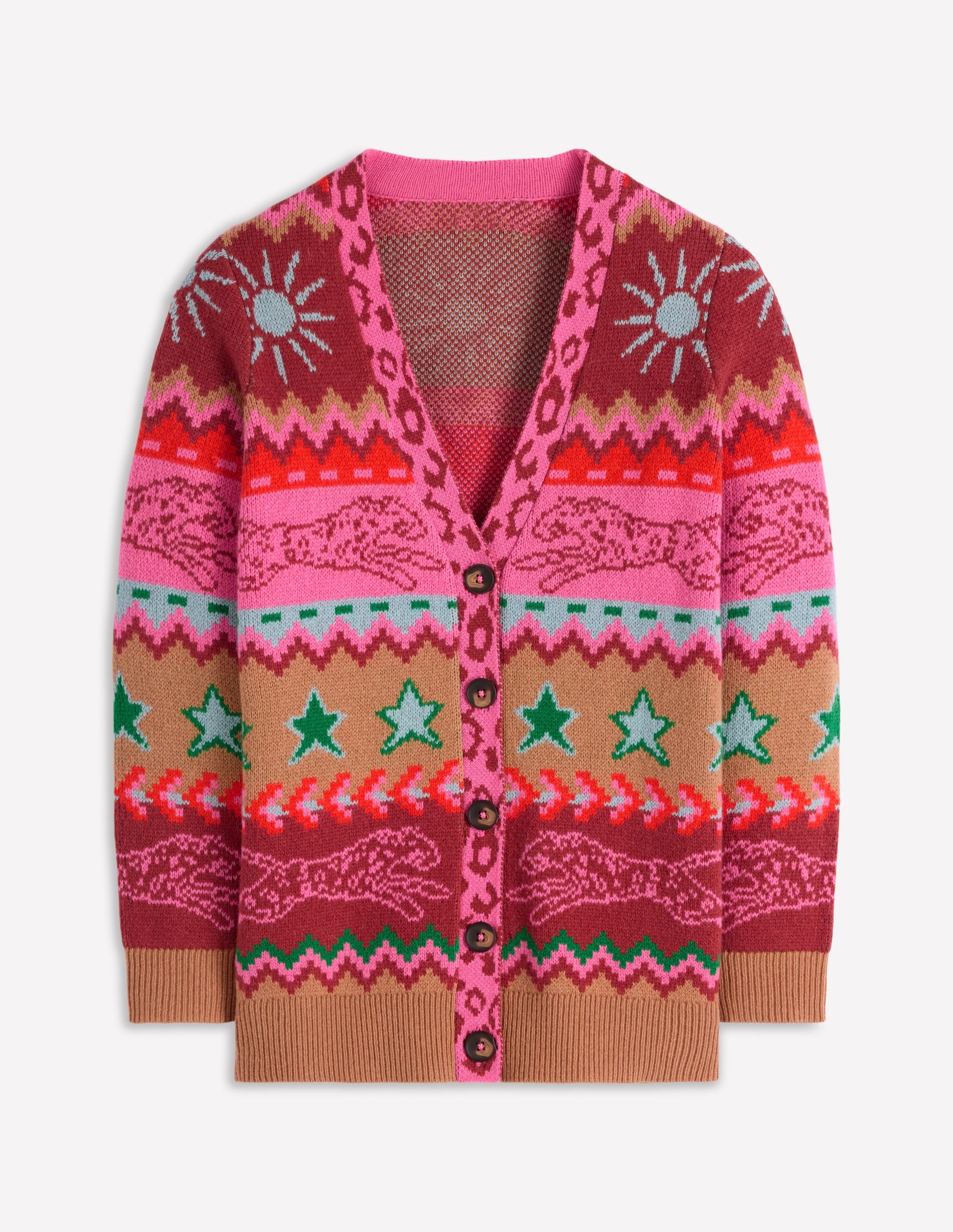 Quinn Boyfriend Cardigan-Camel, Cheetahs | Boden USA