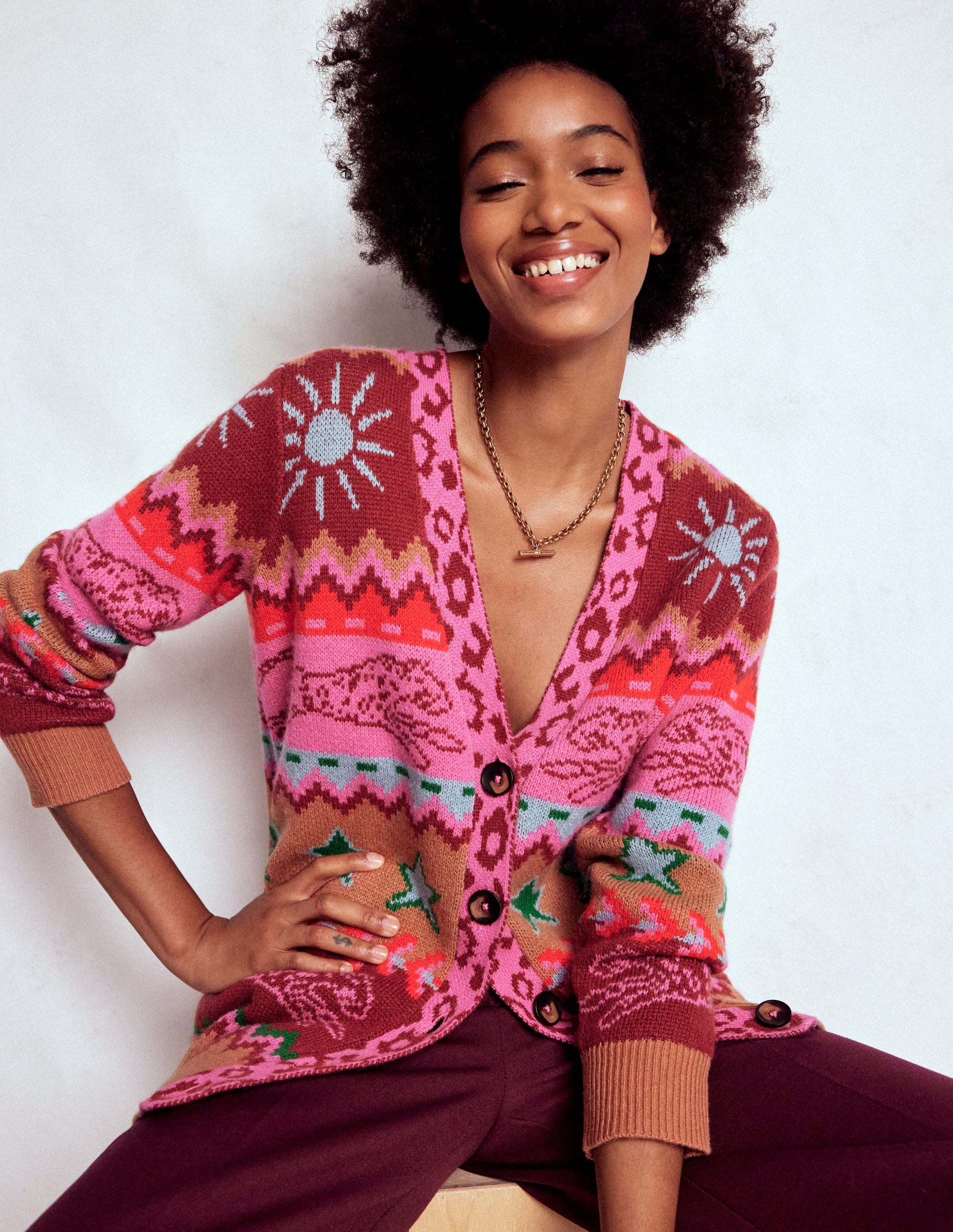 Quinn Boyfriend Cardigan-Camel, Cheetahs-5