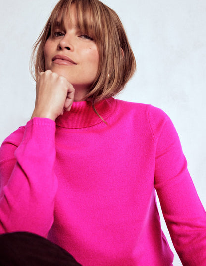 Eva Cashmere Roll Neck Sweater-Pop Pansy-1