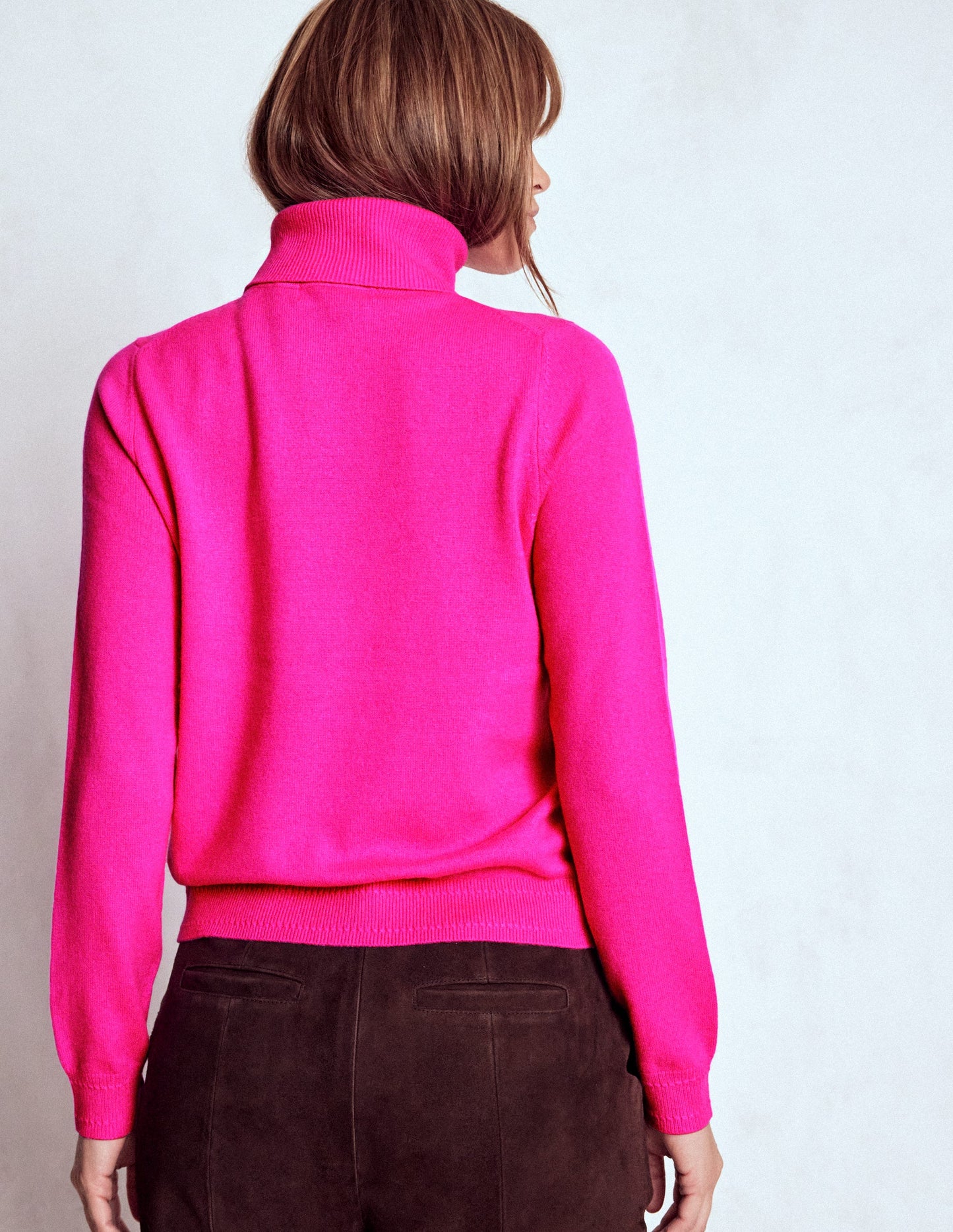 Eva Cashmere Roll Neck Sweater-Pop Pansy