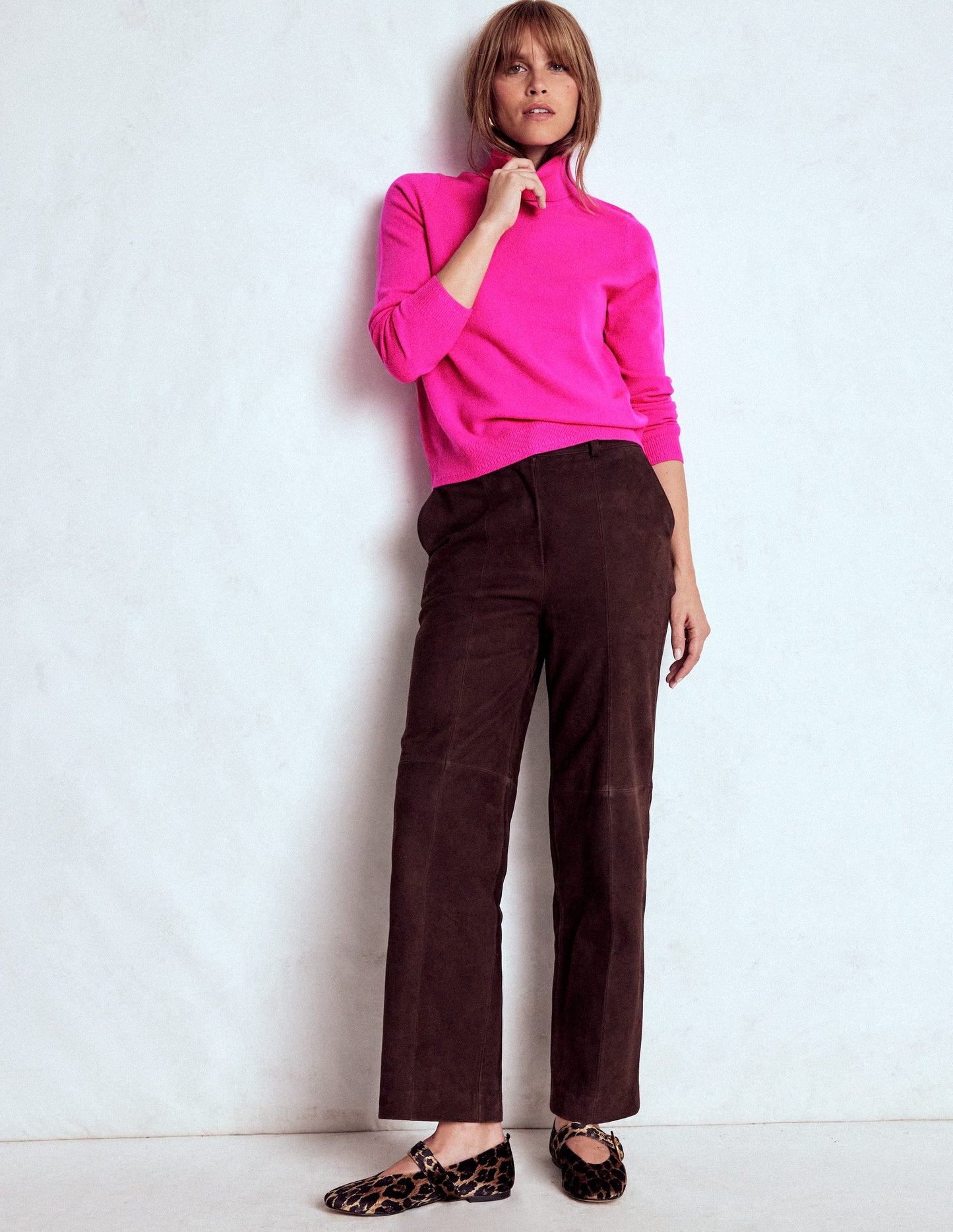 Eva Cashmere Roll Neck Sweater-Pop Pansy