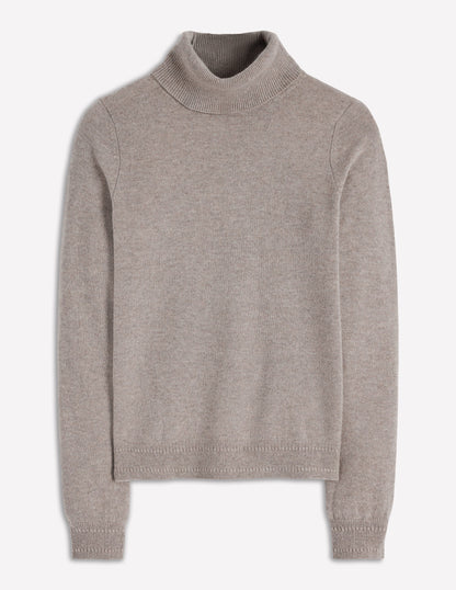 Eva Cashmere Roll Neck Sweater-Mink Melange-5