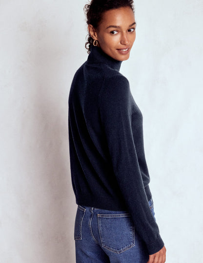 Eva Cashmere Roll Neck Sweater-Navy-3