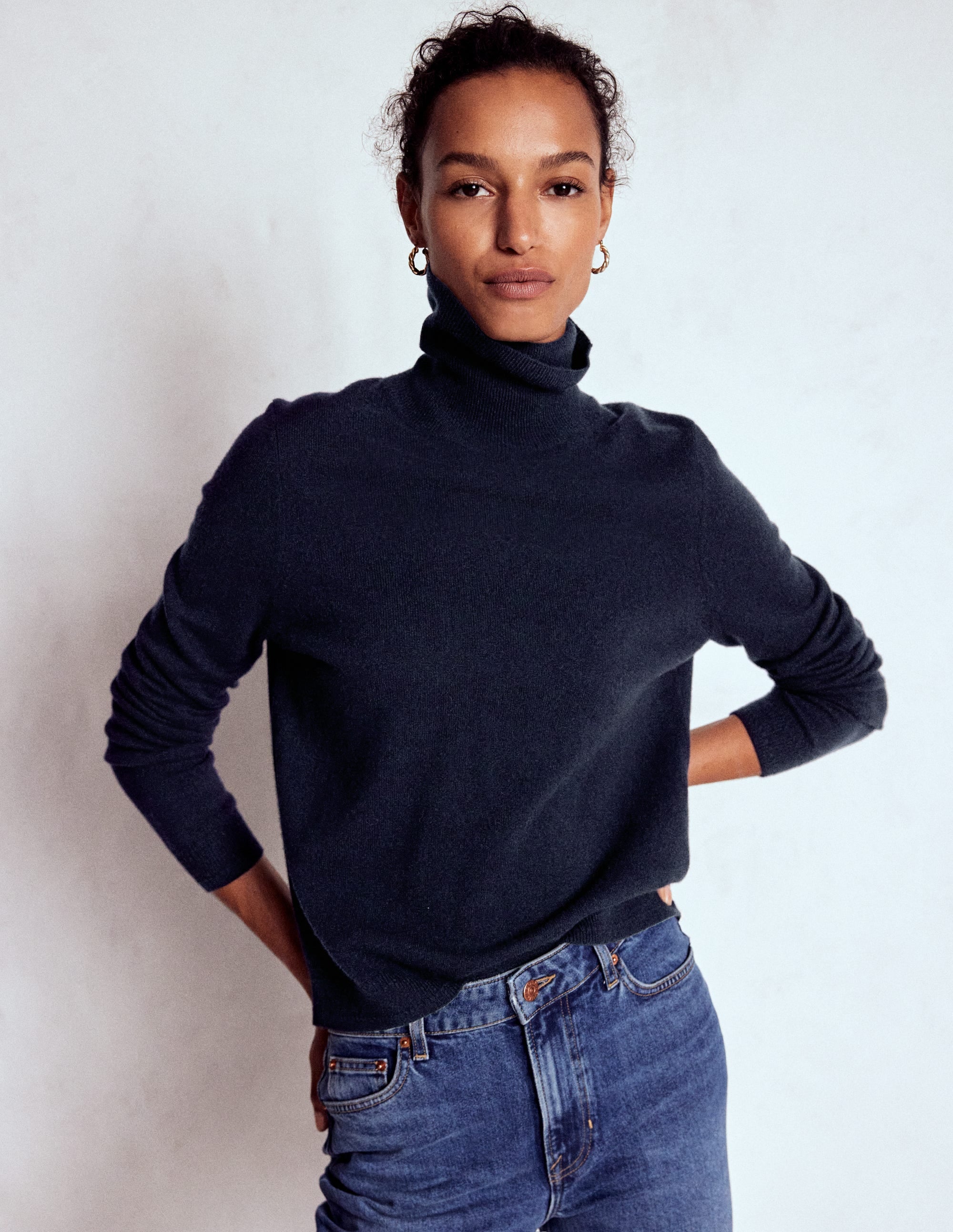 Eva Cashmere Roll Neck Sweater-Navy | Boden USA