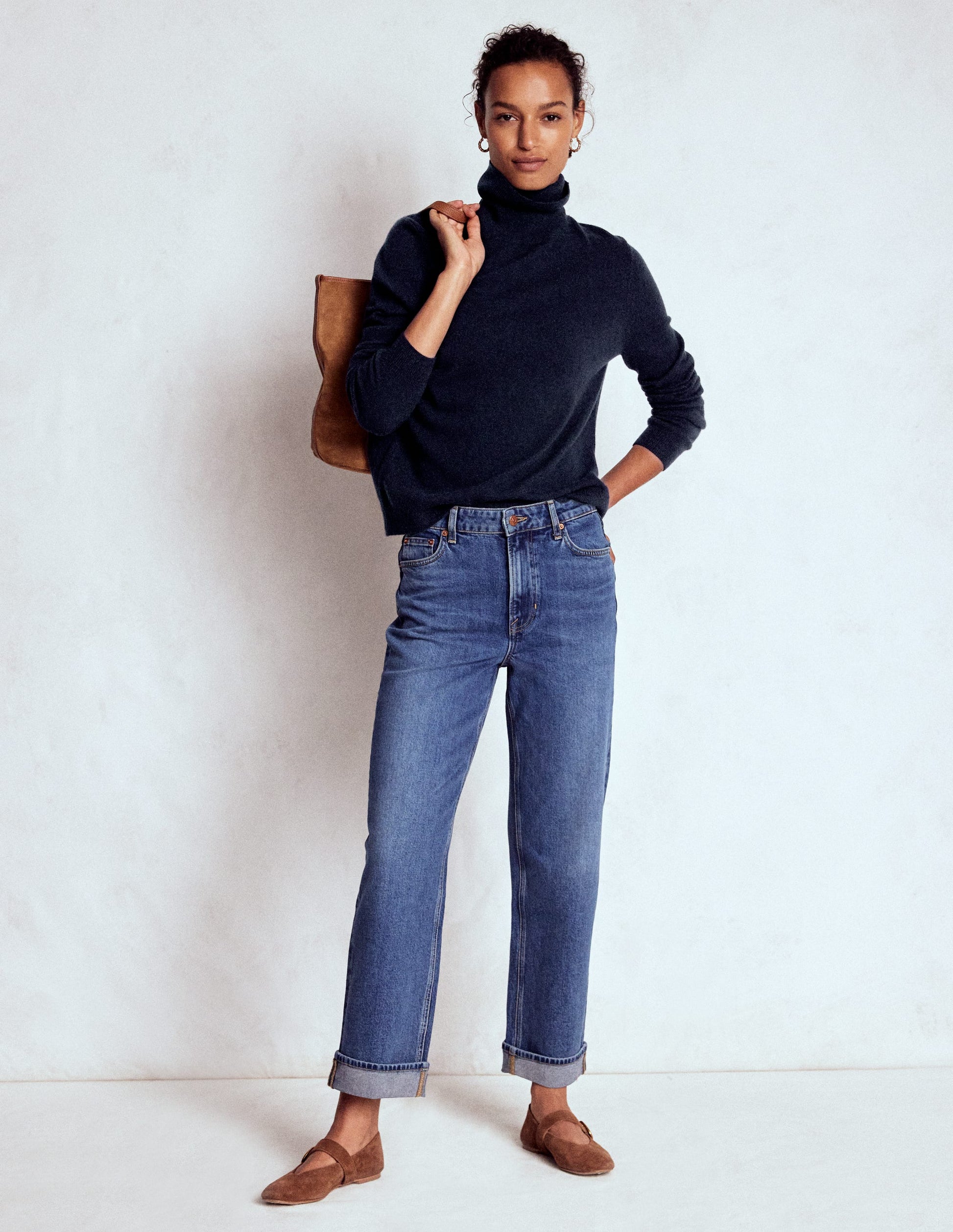 Eva Cashmere Roll Neck Sweater-Navy-6