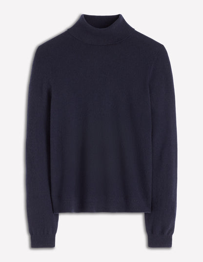 Eva Cashmere Roll Neck Sweater-Navy-7