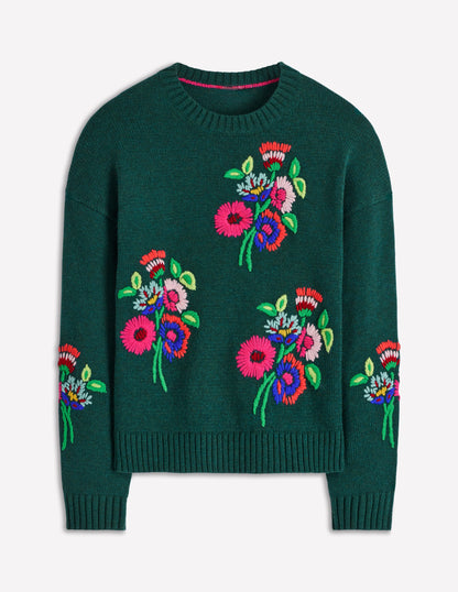 Natalie Embroidered Sweater-Emerald Night Bouquet-8