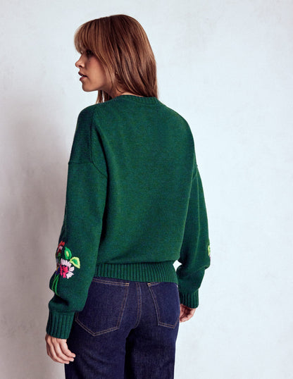 Natalie Embroidered Sweater-Emerald Night Bouquet-3