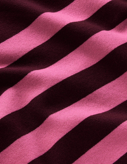 Emilia Cotton Crew Sweater-Chestnut/Pink Stripe-6