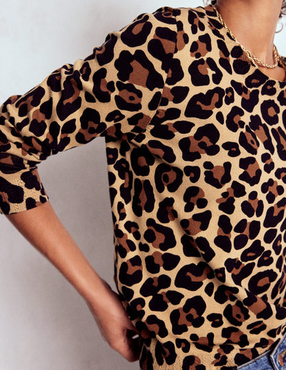 Emilia Cotton Crew Sweater-Cheetah Pop-2