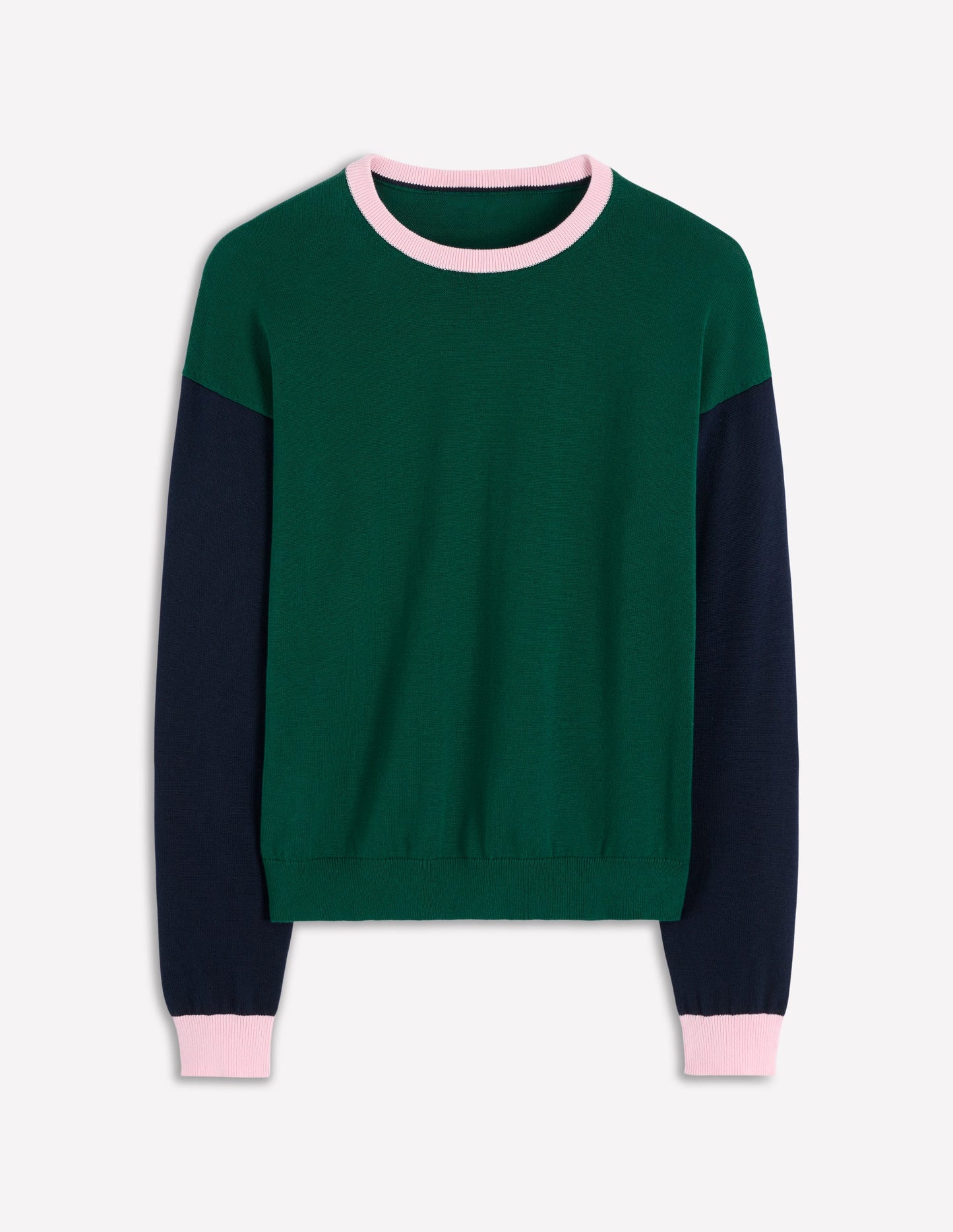 Lara Relaxed Cotton Jumper-Emerald Night, Navy