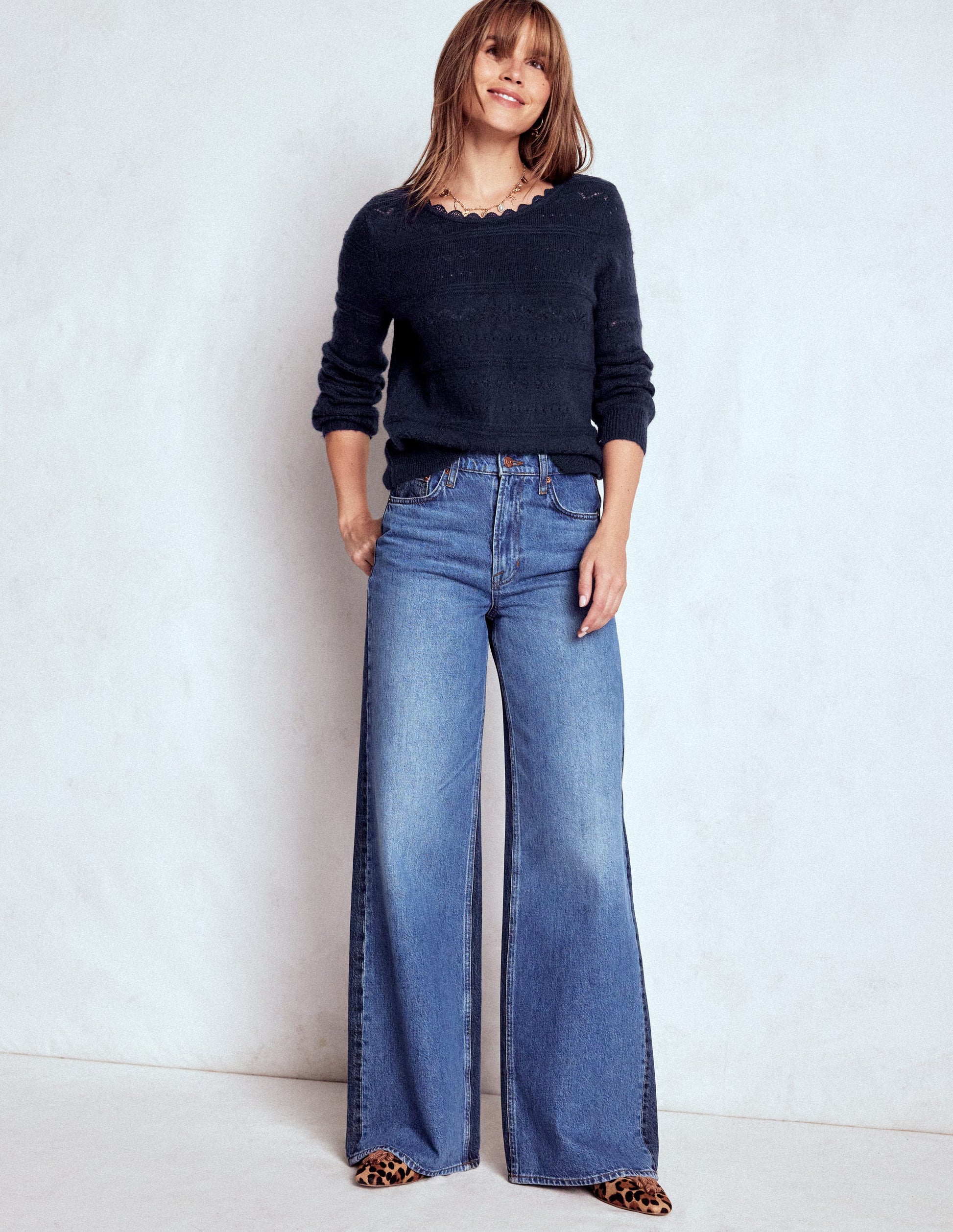 Leticia Lace Trim Sweater-Navy-5