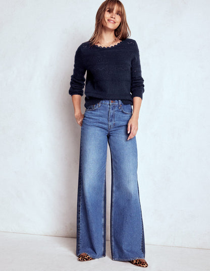 Leticia Lace Trim Sweater-Navy-5