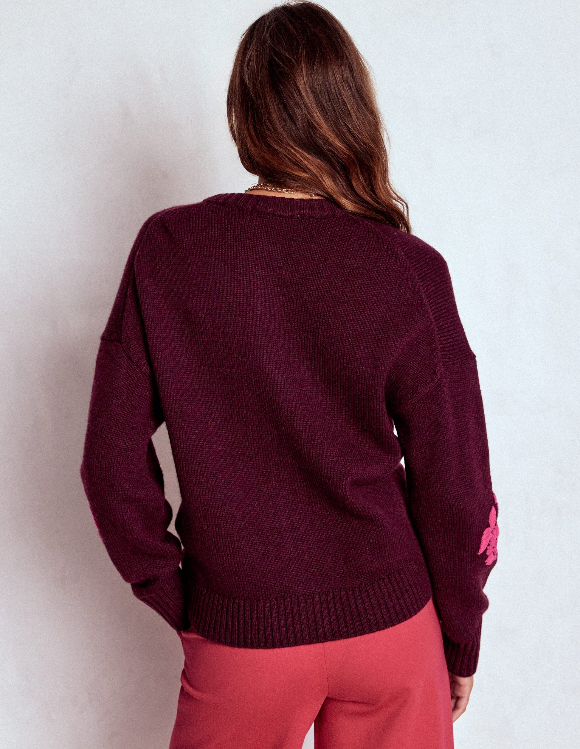 Natalie Embroidered Cardigan-Dark Cherry Bouquet-3