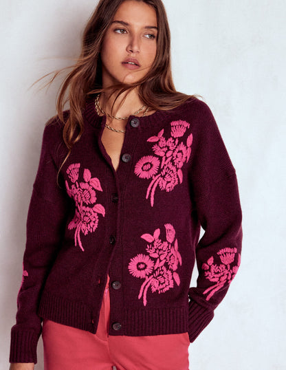 Natalie Embroidered Cardigan-Dark Cherry Bouquet-4