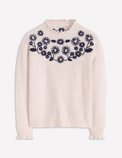 Embroidered Frill Sweater-Warm Ivory-6