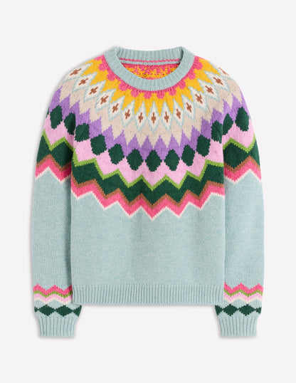 Eleanor Fair Isle Sweater-Tourmaline Blue Melange-8