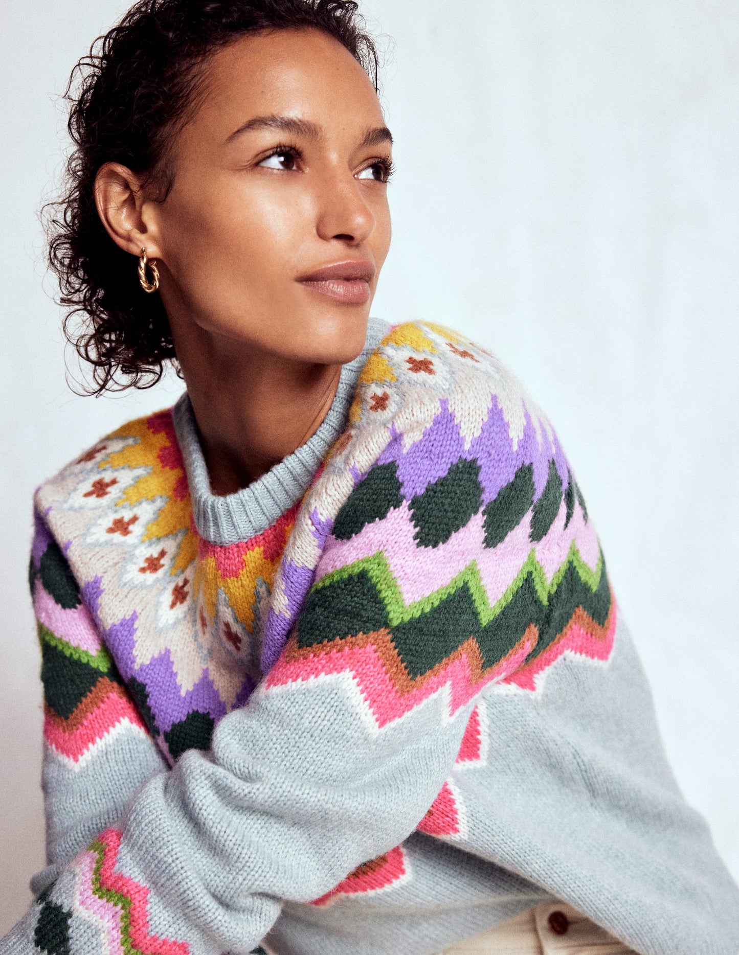 Eleanor Fair Isle Sweater-Tourmaline Blue Melange