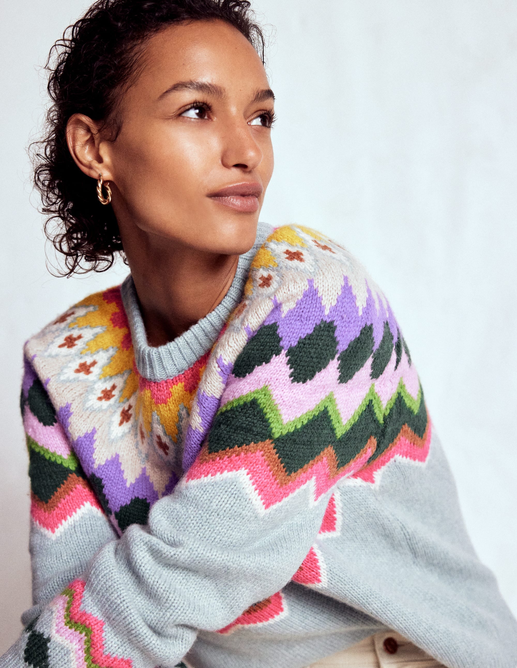 Eleanor Fair Isle Sweater-Tourmaline Blue Melange - Image 1