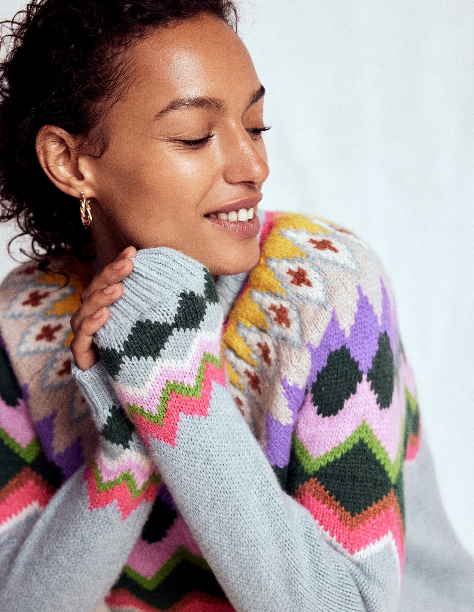 Eleanor Fair Isle Sweater-Tourmaline Blue Melange - Image 2