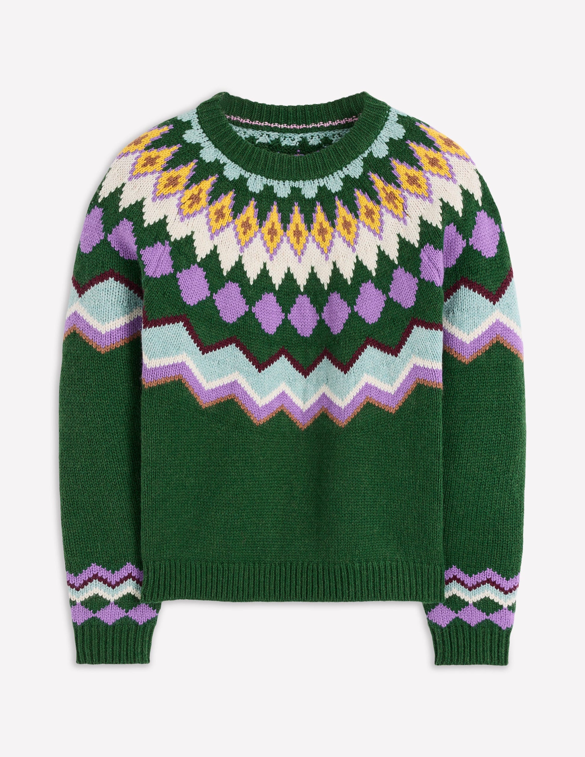 Eleanor Fair Isle Sweater-Promenade Green Melange-7